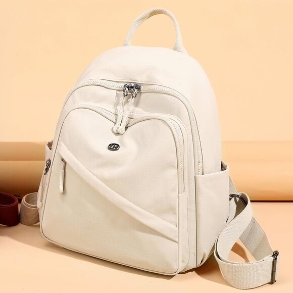 Mini Backpack Purse for Women Nylon Small Casual Daypack Travel Work Cream main image 4